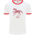 Chinese Zodiac Shengxiao Year of the Horse Mens White Ringer T-Shirt White/Red