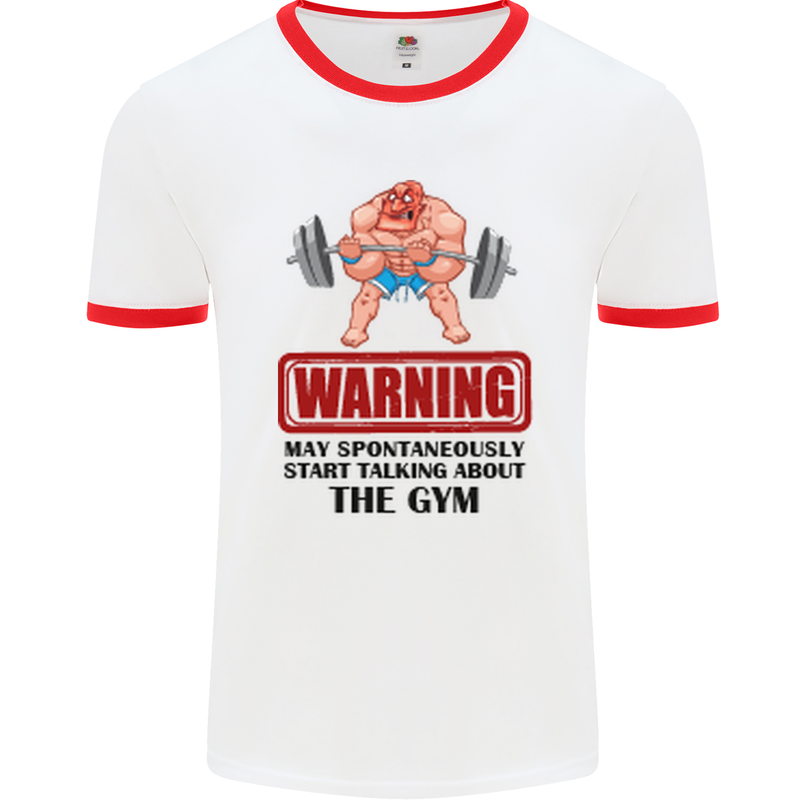 Gym May Start Talking About Mens White Ringer T-Shirt White/Red