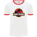 Daddysaurus Funny Father's Day Daddy Mens White Ringer T-Shirt White/Red