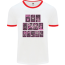 Tarot Cards Fortune Teller Skulls Mens White Ringer T-Shirt White/Red