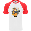 Anime Gun Girl Mens S/S Baseball T-Shirt White/Red