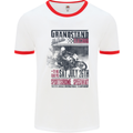 Grandstand Racing MotoGP Motorbike Biker Mens White Ringer T-Shirt White/Red