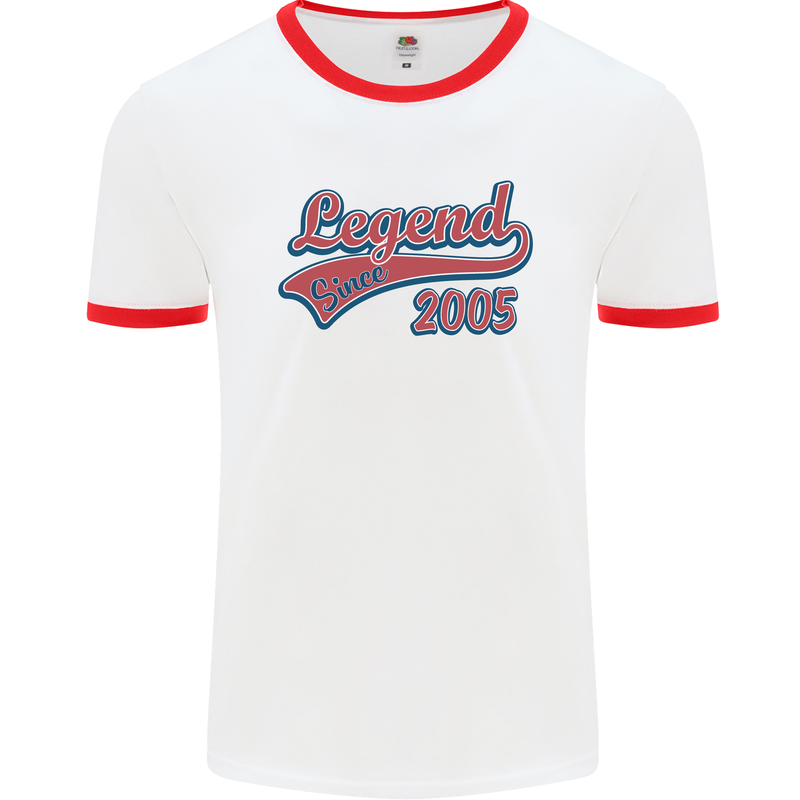 Legend Since 18th Birthday 2005 Mens Ringer T-Shirt White/Red