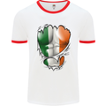 Gym Irish Tricolour Flag Muscles Ireland Mens White Ringer T-Shirt White/Red