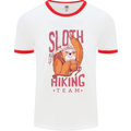 Sloth Hiking Team Trekking Rambling Funny Mens White Ringer T-Shirt White/Red