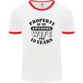 10th Wedding Anniversary 10 Year Funny Wife Mens Ringer T-Shirt White/Red