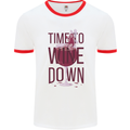 Time to Wine Down Funny Alcohol Mens Ringer T-Shirt White/Red