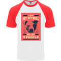 I Love My Pitbull & 3 People Funny Mens S/S Baseball T-Shirt White/Red
