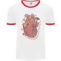 Mushroom Heart Foraging Mycology Mens Ringer T-Shirt White/Red