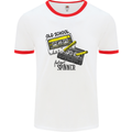 Retro 80s Music Cassette Old School Spinner Mens White Ringer T-Shirt White/Red