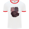 American Labrador USA Flag Dog Mens Ringer T-Shirt White/Red