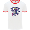 Cycling Mountain Bike Bicycle Cyclist MTB Mens White Ringer T-Shirt White/Red