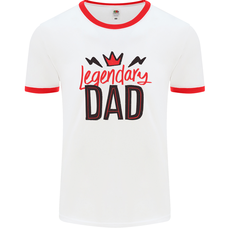 Legendary Dad Fathers Day Mens Ringer T-Shirt White/Red