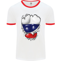 Gym Russian Flag Ripped Muscles Russia Mens White Ringer T-Shirt White/Red