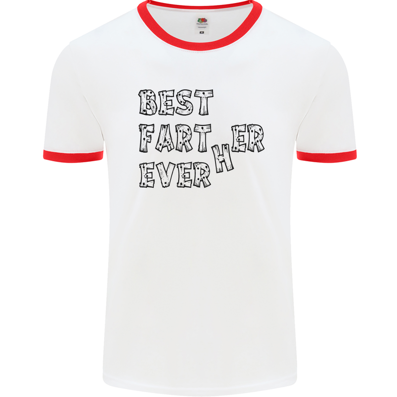 Father's Day Best Farter Ever Funny Farting Mens White Ringer T-Shirt White/Red