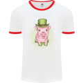 St Patricks Day Pig Mens White Ringer T-Shirt White/Red