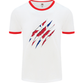 Gym The Union Jack Flag Claw Effect UK Mens White Ringer T-Shirt White/Red