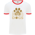 Easily Distracted By Dogs Funny ADHD Mens White Ringer T-Shirt White/Red