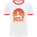 MILF Fishing Funny Fisherman Father's Day Mens White Ringer T-Shirt White/Red