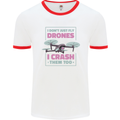 I Crash Them Too Funny Drone Pilot Mens Ringer T-Shirt White/Red