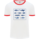 Fish Species Fishing Fisherman Shark Mens White Ringer T-Shirt White/Red