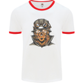 Steampunk Lion Mens White Ringer T-Shirt White/Red