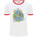 Climate Change Earth Destruction Nuclear War Mens Ringer T-Shirt White/Red