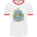 Climate Change Earth Destruction Nuclear War Mens Ringer T-Shirt White/Red