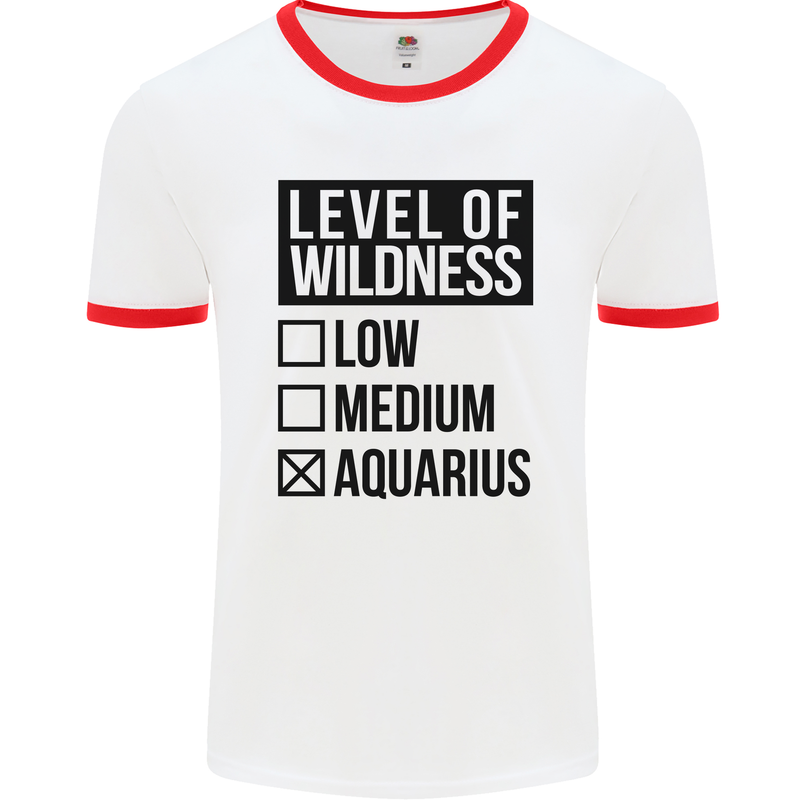 Levels of Wildness Aquarius Mens White Ringer T-Shirt White/Red