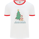 Funny Christmas Santa Bunny Mens White Ringer T-Shirt White/Red