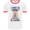 Alien UFO I Want to Be Leaving Mens White Ringer T-Shirt White/Red