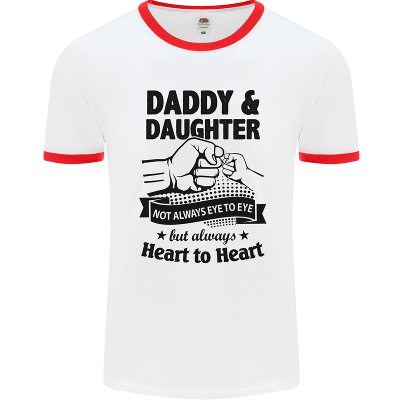 Daddy and Daughter Funny Father's Day Mens White Ringer T-Shirt White/Red