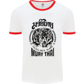 Muay Thai Fighter Warrior MMA Martial Arts Mens White Ringer T-Shirt White/Red