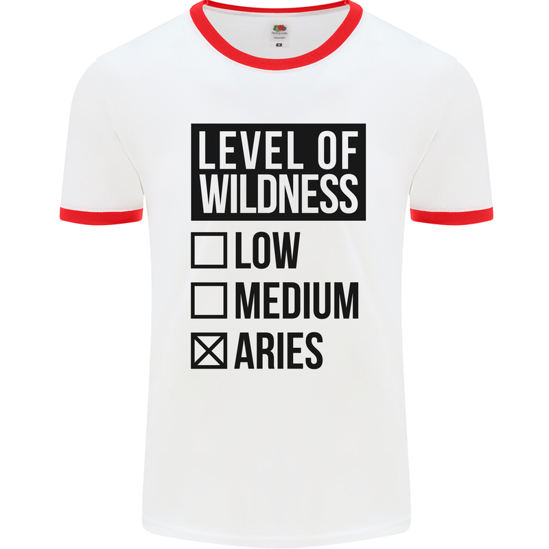 Levels of Wildness Aries Mens White Ringer T-Shirt White/Red