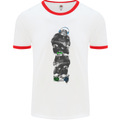 Monkey Music Ghetto Blaster Retro Funny Mens White Ringer T-Shirt White/Red