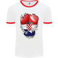 Gym Croatian Flag Ripped Muscles Croatia Mens White Ringer T-Shirt White/Red