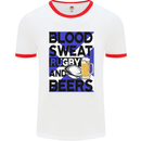 Blood Sweat Rugby and Beers Scotland Funny Mens White Ringer T-Shirt White/Red