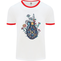 Peace Grenade Anti-War Pacifist World Hippy Mens White Ringer T-Shirt White/Red