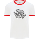 Valknut Symbol With Ravens Viking Mens White Ringer T-Shirt White/Red