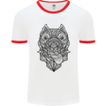 Pitbull Mandala Art Dog Lover Mens White Ringer T-Shirt White/Red