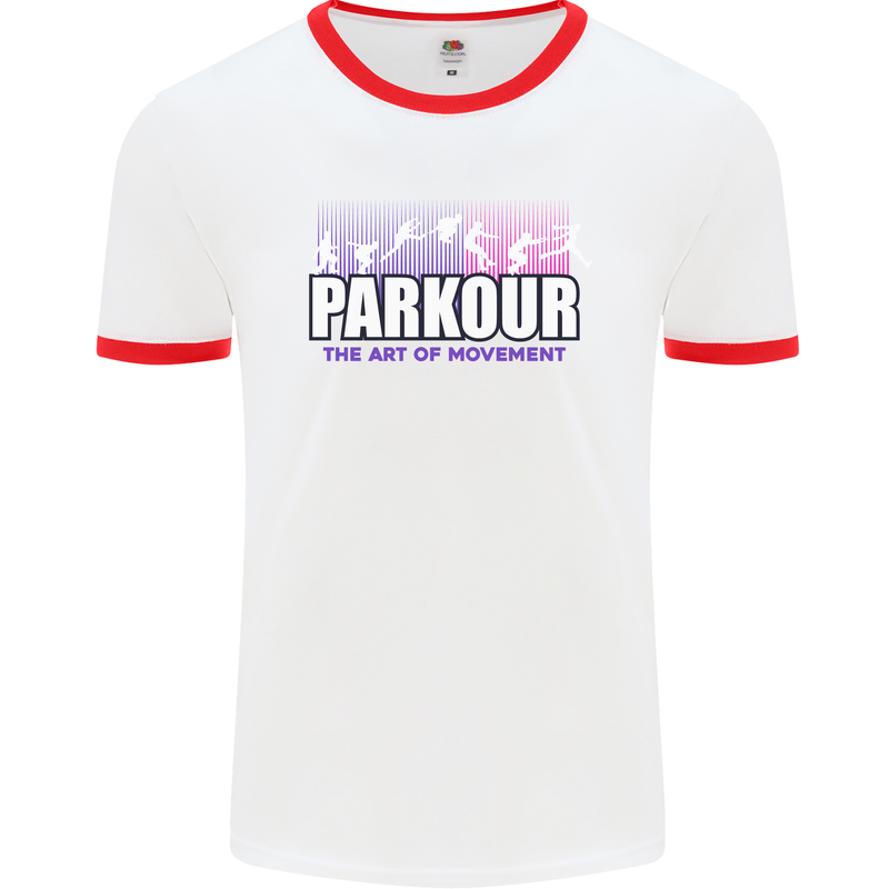 Parkour Free Running the Art of Movement Mens White Ringer T-Shirt White/Red