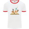 Trippy Nature Book Magic Mushrooms LSD Mens Ringer T-Shirt White/Red