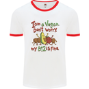 I'm a Vegan My b12 Is Fine Funny Mens White Ringer T-Shirt White/Red