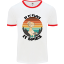 Conspiracy Theory If Flies it Spies Birds Funny Mens White Ringer T-Shirt White/Red