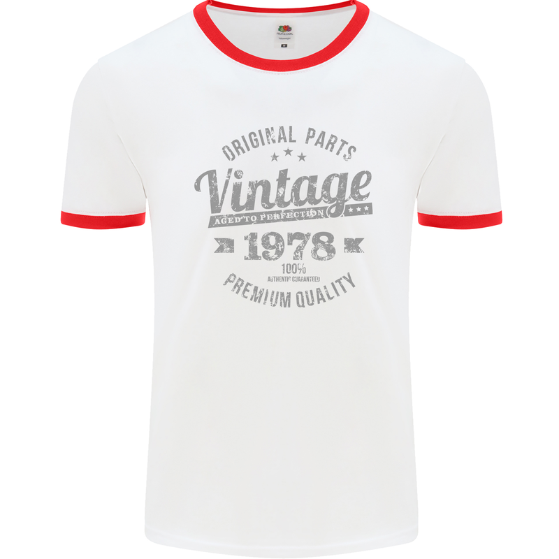 Vintage Year 45th Birthday 1978 Mens Ringer T-Shirt White/Red