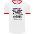 Silver Hawk Vintage Motorcycle Union Jack Mens White Ringer T-Shirt White/Red