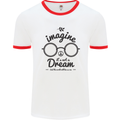 Imagine Its Not a Dream World Peace Hippy Mens White Ringer T-Shirt White/Red