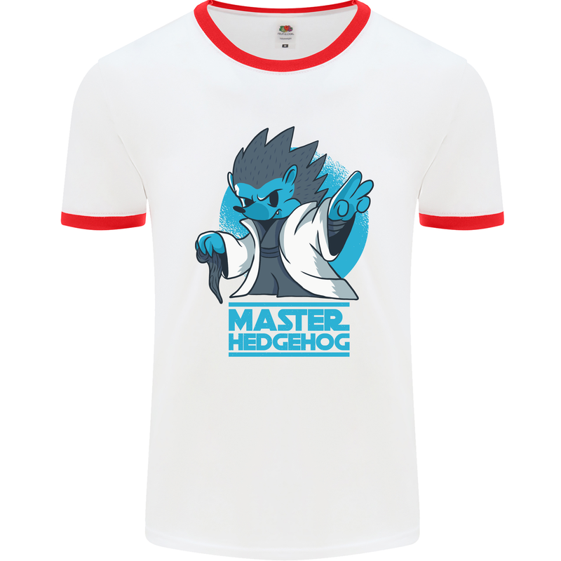 Master Hedgehog Funny Movie Parody Mens White Ringer T-Shirt White/Red