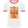 Guitar Bass Electric Acoustic Player Music Mens White Ringer T-Shirt White/Red