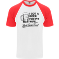A Beer for My Wife Best Swap Ever Funny Mens S/S Baseball T-Shirt White/Red
